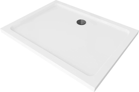 Mexen Flat receveur de douche rectangulaire slim 140 x 80 cm, blanc, siphon noir - 40108014B