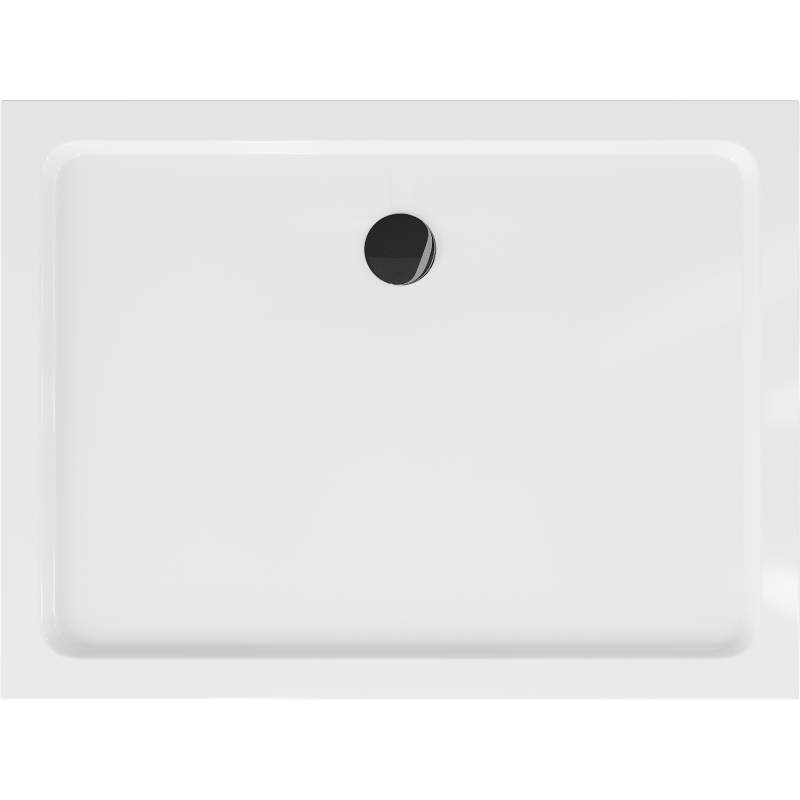 Mexen Flat plato de ducha rectangular slim 90 x 80 cm, blanco, sifón negro - 40108090B