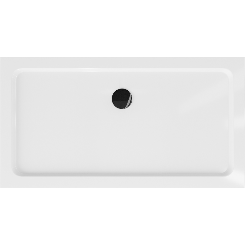 Mexen Flat plato de ducha rectangular slim 130 x 70 cm, blanco, sifón negro - 40107013B