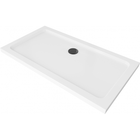 Mexen Flat rechteckige Duschwanne Slim 120 x 70 cm, weiß, schwarze Ablaufgarnitur - 40107012B