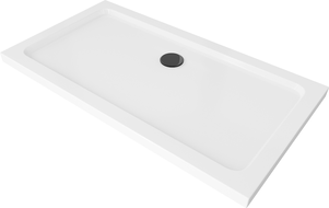 Mexen Flat brodzik prostokątny slim 120 x 70 cm, biały, syfon czarny - 40107012B