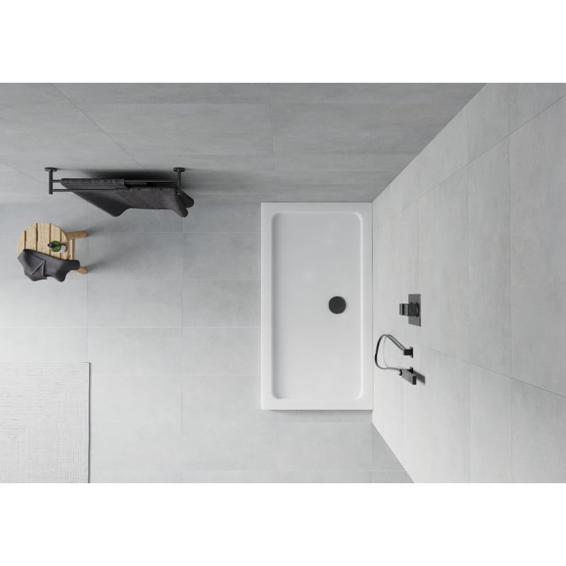 Mexen Flat brodzik prostokątny slim 120 x 70 cm, biały, syfon czarny - 40107012B