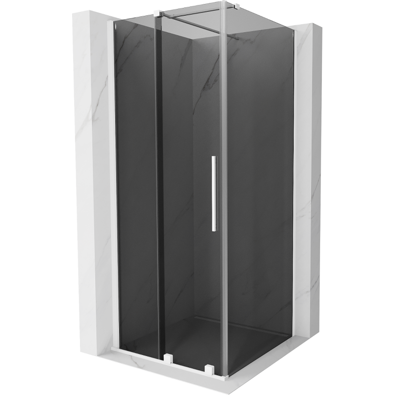 Mexen Velar schuifbare douchecabine 100 x 100 cm, grafiet, wit - 871-100-100-41-20