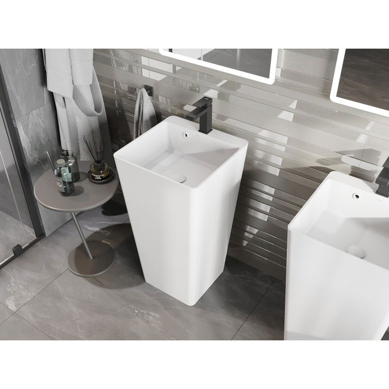 Mexen Neva freistehendes Waschbecken aus Konglomerat 45 x 45 cm, weiß matt - 26614500