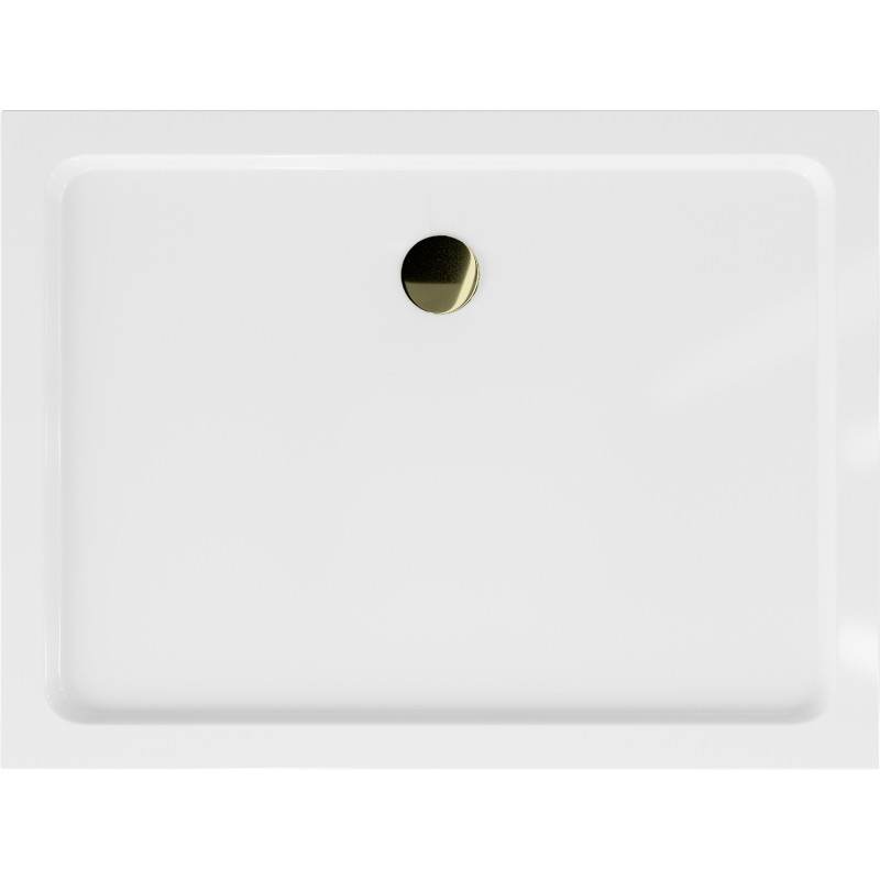 Mexen Flat pravokutna tuš kada slim 120 x 100 cm, bijela, zlatni sifon - 40101012G