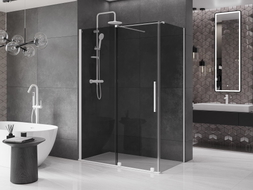 Mexen Velar sliding shower enclosure 140 x 80 cm, graphite, white - 871-140-080-41-20