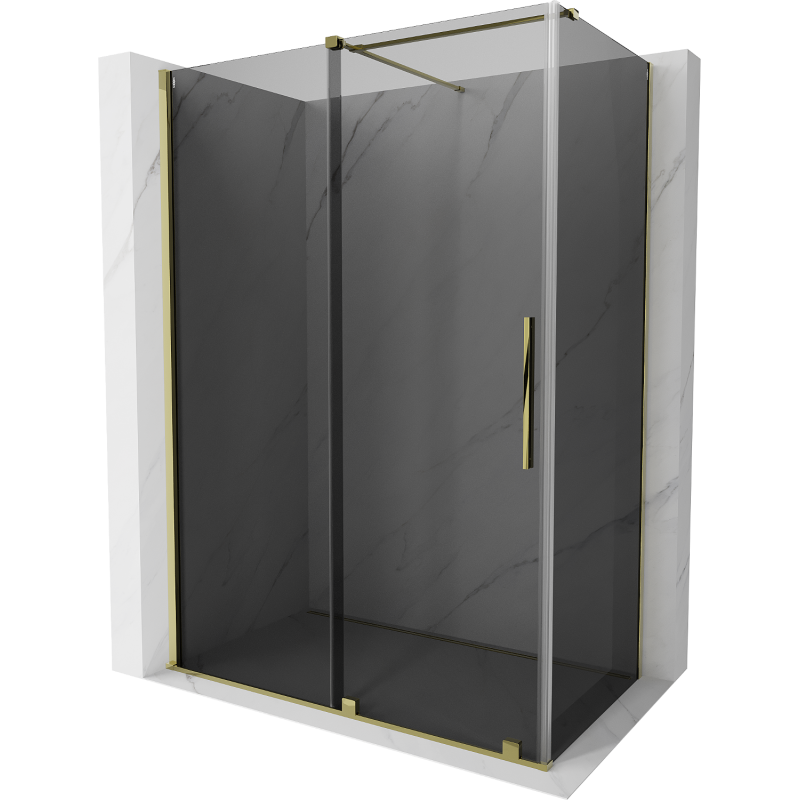 Mexen Velar schuifbare douchecabine 140 x 70 cm, grafiet, goud - 871-140-070-41-50