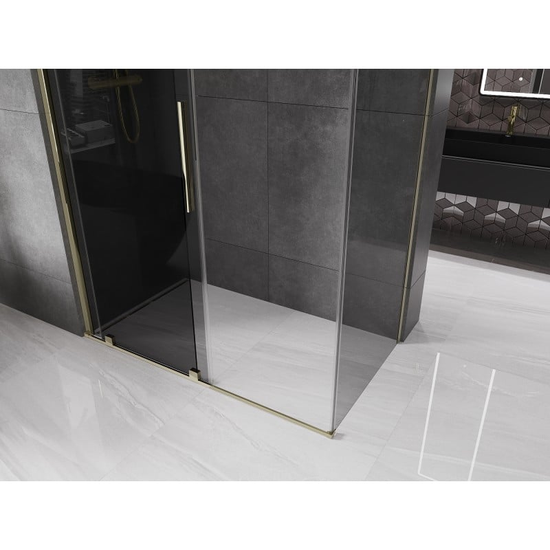 Mexen Velar sliding shower cabin 130 x 70 cm, graphite, gold - 871-130-070-41-50