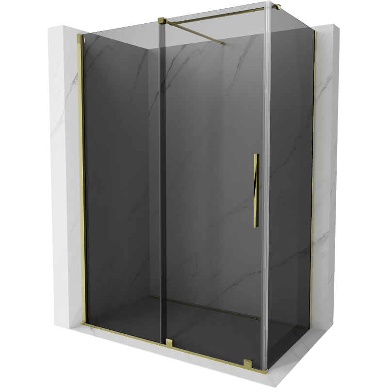 Mexen Velar sliding shower cabin 140 x 75 cm, graphite, gold - 871-140-075-41-50
