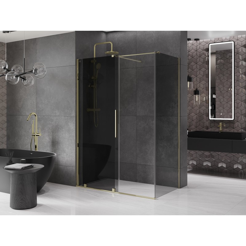Mexen Velar kabina prysznicowa rozsuwana 150 x 80 cm, grafit, złota - 871-150-080-41-50