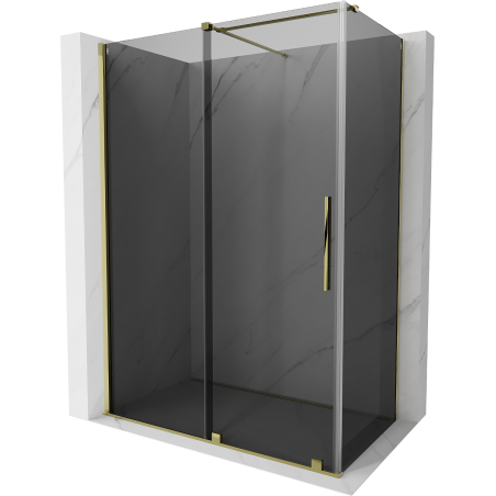 Mexen Velar Sliding Shower Enclosure 160 x 80 cm, Graphite, Gold - 871-160-080-41-50