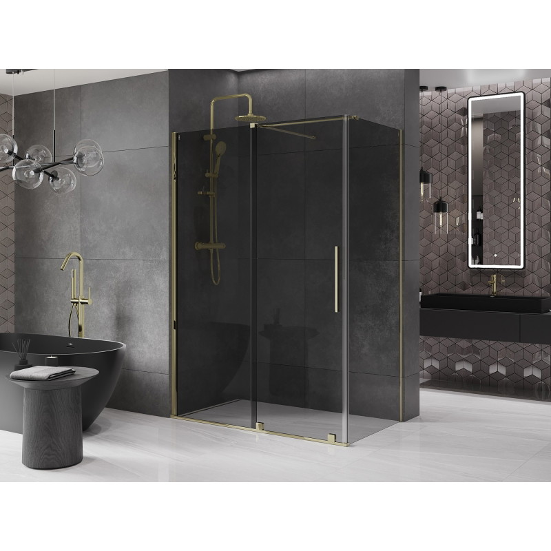 Mexen Velar klizna vrata tuša na kliznim vratima 150 x 85 cm, grafit, zlato - 871-150-085-41-50