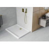 Mexen Flat ristkülikukujuline slim dušialus 100 x 90 cm, valge, kuldne sifoon - 40109010G