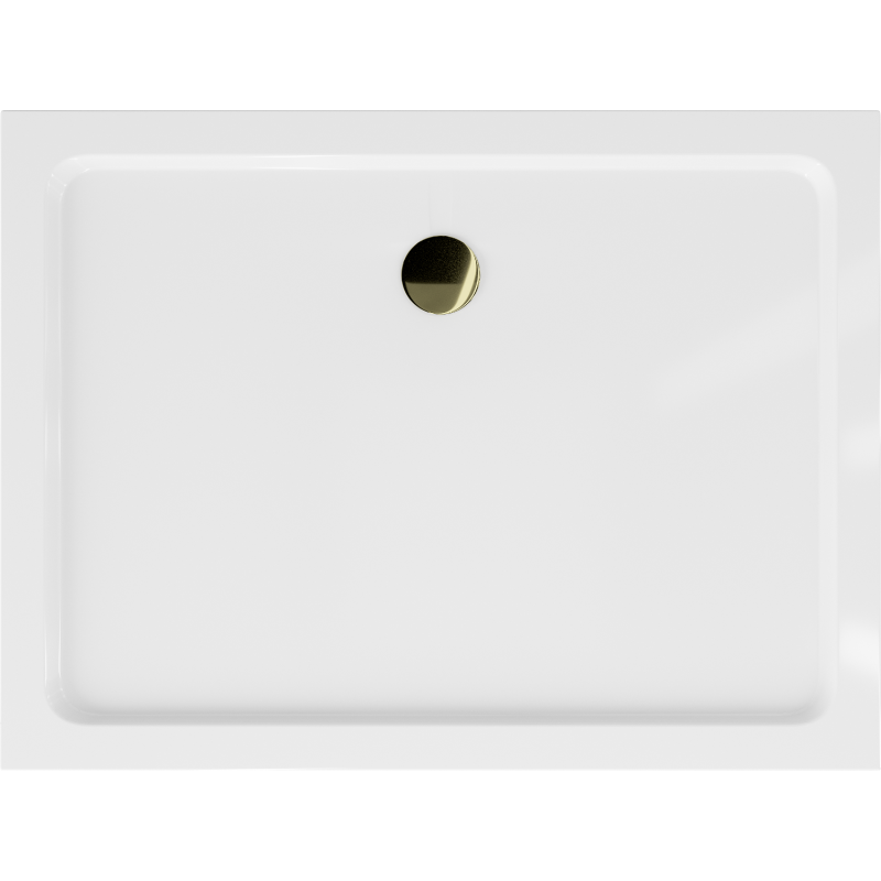 Mexen Flat brodzik prostokątny slim 100 x 90 cm, biały, syfon złoty - 40109010G