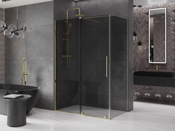 Mexen Velar cabina doccia scorrevole 140 x 85 cm, grafite, oro - 871-140-085-41-50