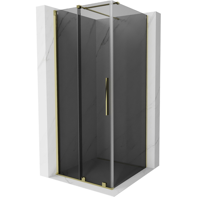 Mexen Velar klizna tuš kabina klizna 90 x 90 cm, grafit, zlatna - 871-090-090-41-50