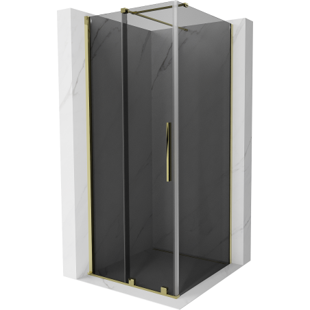 Mexen Velar klizna tuš kabina klizna 90 x 90 cm, grafit, zlatna - 871-090-090-41-50