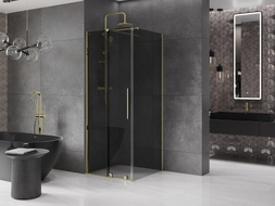 Mexen Velar klizna tuš kabina klizna 90 x 90 cm, grafit, zlatna - 871-090-090-41-50