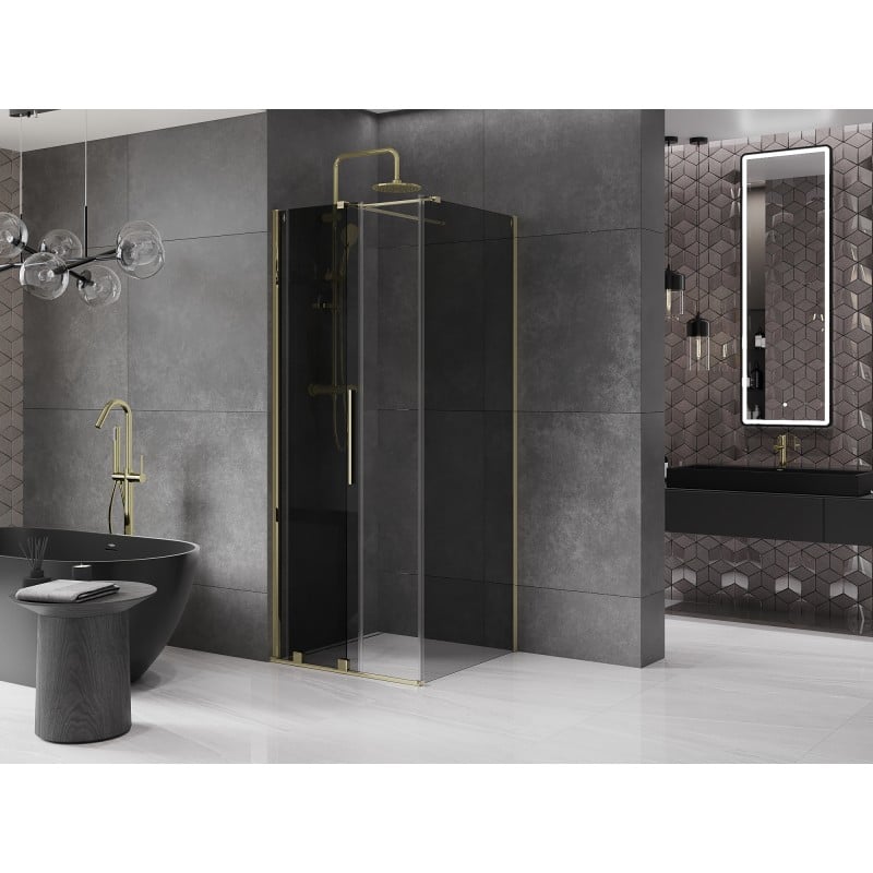 Mexen Velar sliding shower cabin 120 x 120 cm, graphite, gold - 871-120-120-41-50