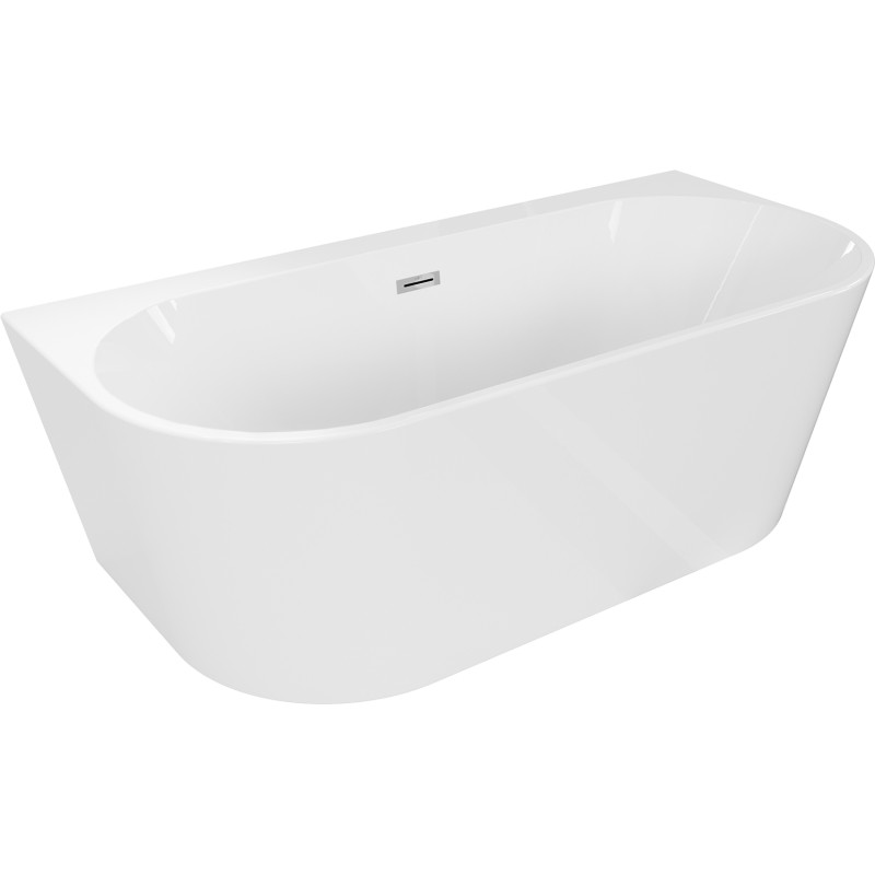 Mexen Oval+ vrijstaand bad tegen de muur 170 x 80 cm, wit, overloop chroom - 52681708000-01
