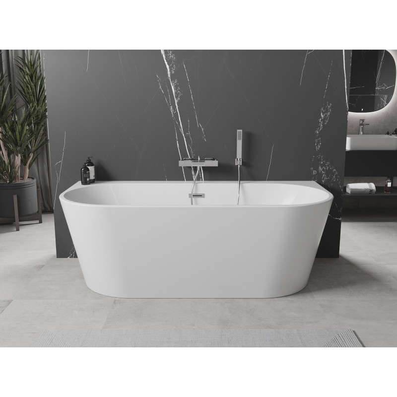 Mexen Oval+ vrijstaand bad tegen de muur 170 x 80 cm, wit, overloop chroom - 52681708000-01