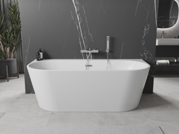 Mexen Oval+ vann vabas seisev vastu seina 170 x 80 cm, valge, ülejooks kroom - 52681708000-01
