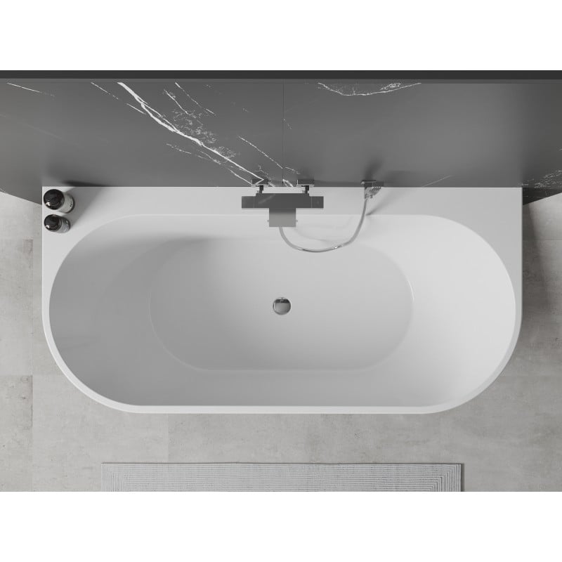 Mexen Oval+ freestanding wall-mounted bathtub 170 x 80 cm, white, chrome overflow - 52681708000-01
