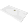 Mexen Flat slanke rechthoekige douchebak 140 x 70 cm, wit, gouden sifon - 40107014G