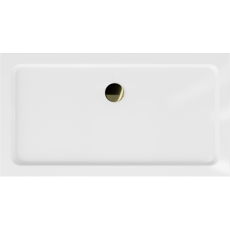 Mexen Flat Slim-Rechteck-Duschwanne 130 x 70 cm, weiß, goldener Siphon - 40107013G