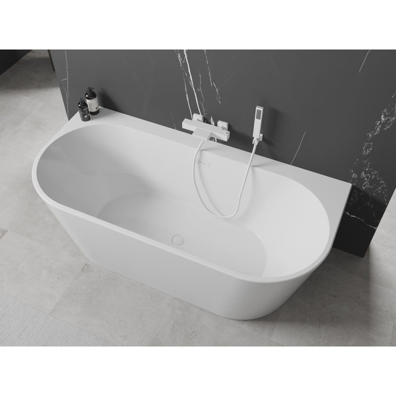 Mexen Oval+ baignoire indépendante adossée 170 x 80 cm, blanche, trop-plein blanc - 52681708000-20