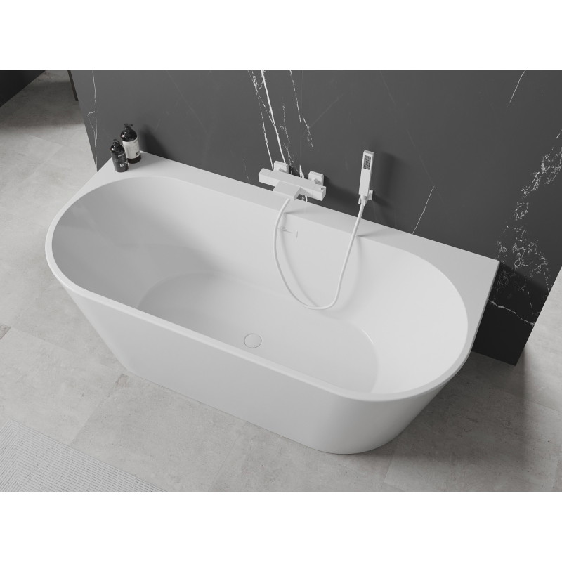 Mexen Oval+ vrijstaand bad tegen de muur 170 x 80 cm, wit, witte overloop - 52681708000-20