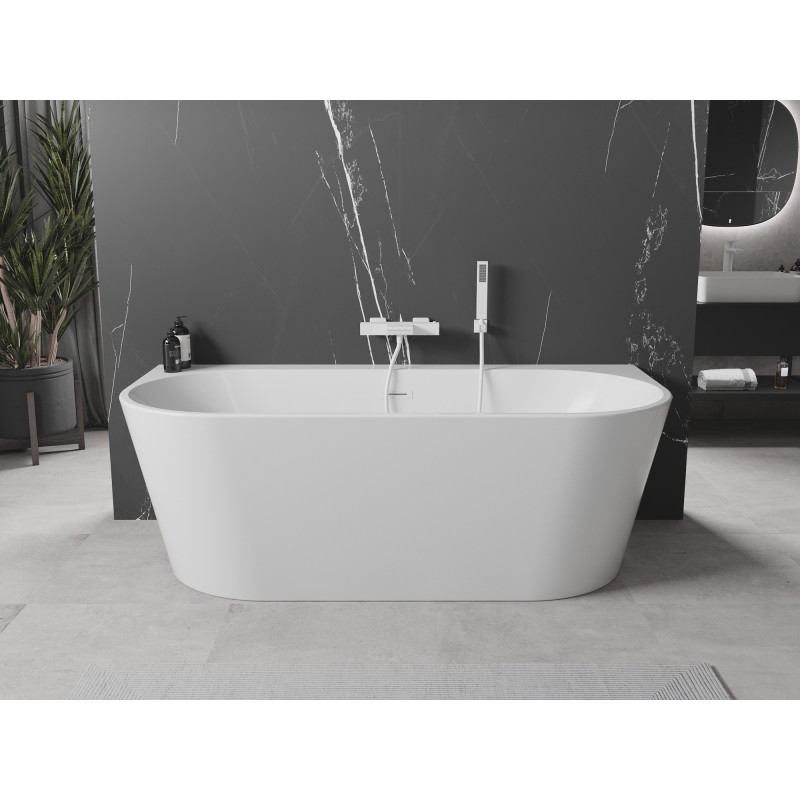 Mexen Oval+ freistehende Wandbadewanne 170 x 80 cm, weiß, Überlauf weiß - 52681708000-20