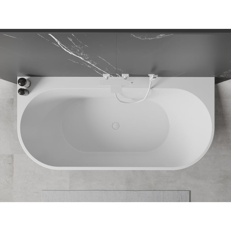 Mexen Oval+ samostojeća kada uz zid 170 x 80 cm, bijela, bijeli preljev - 52681708000-20