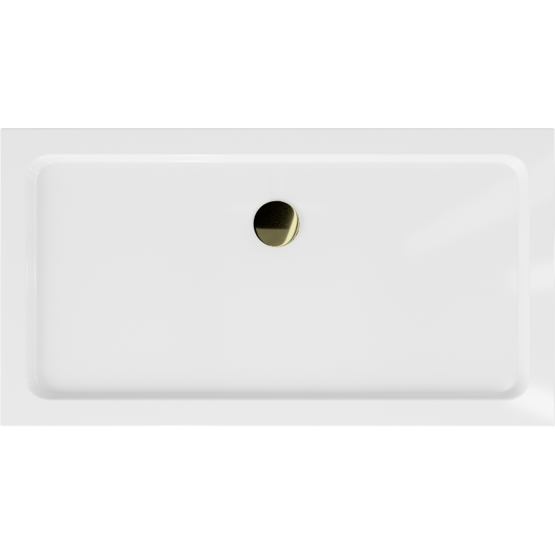 Mexen Flat base de duche retangular slim 120 x 70 cm, branca, sifão dourado - 40107012G