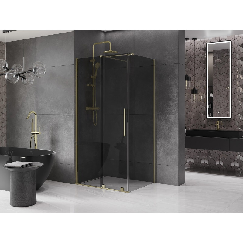 Mexen Velar klizna kabina tuša 110 x 120 cm, grafit, zlatna - 871-110-120-41-50