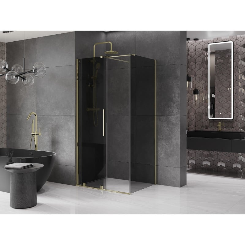 Mexen Velar Sliding Shower Enclosure 120 x 80 cm, Graphite, Gold - 871-120-080-41-50