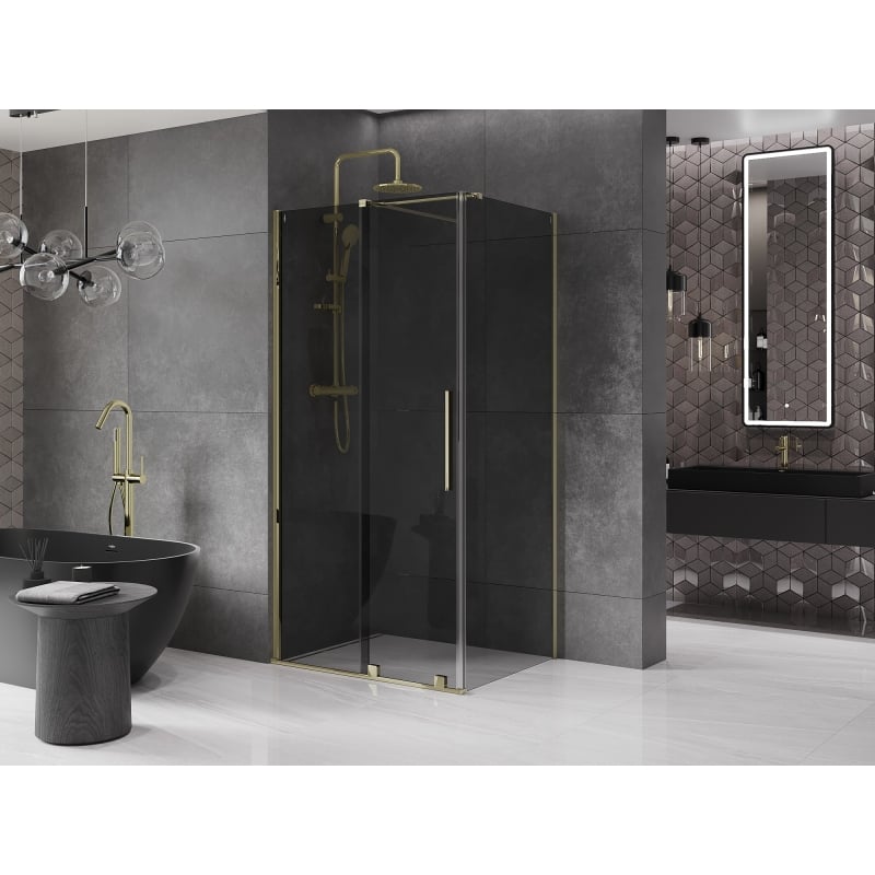 Mexen Velar sliding shower enclosure 110 x 90 cm, graphite, gold - 871-110-090-41-50