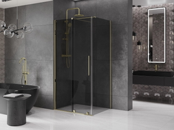 Mexen Velar kliznička kabina klizna 130 x 100 cm, grafitna, zlatna - 871-130-100-41-50