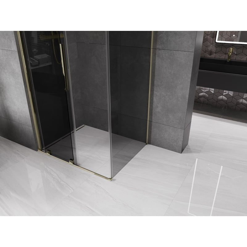 Mexen Velar sliding shower enclosure 130 x 90 cm, graphite, gold - 871-130-090-41-50