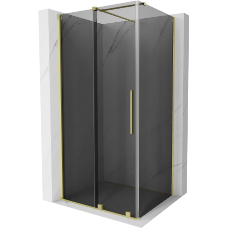 Mexen Velar Duschkabine verschiebbar 90 x 80 cm, Graphit, gebürstetes Gold - 871-090-080-41-55