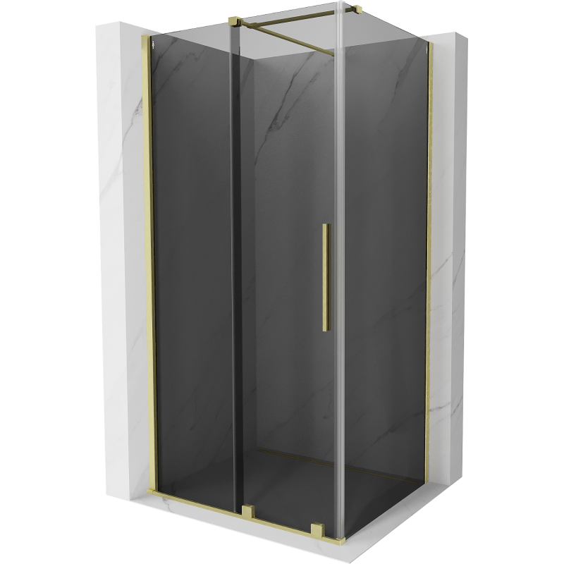 Mexen Velar Duschkabine, Schiebetür, 100 x 75 cm, Graphit, gebürstetes Gold - 871-100-075-41-55