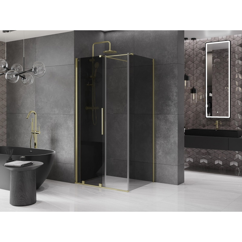 Mexen Velar klizni tuš kabina klizna 90 x 120 cm, grafit, zlatna četkana - 871-090-120-41-55