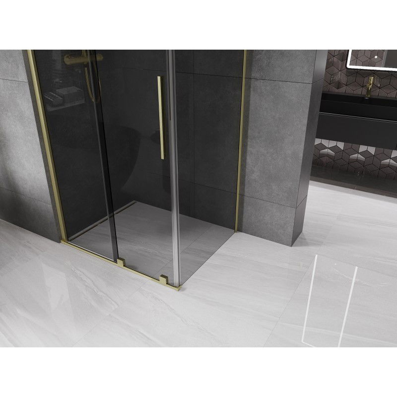 Mexen Velar sliding shower enclosure 100 x 90 cm, graphite, brushed gold - 871-100-090-41-55