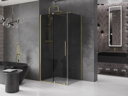Mexen Velar sliding shower enclosure 120 x 80 cm, graphite, brushed gold - 871-120-080-41-55