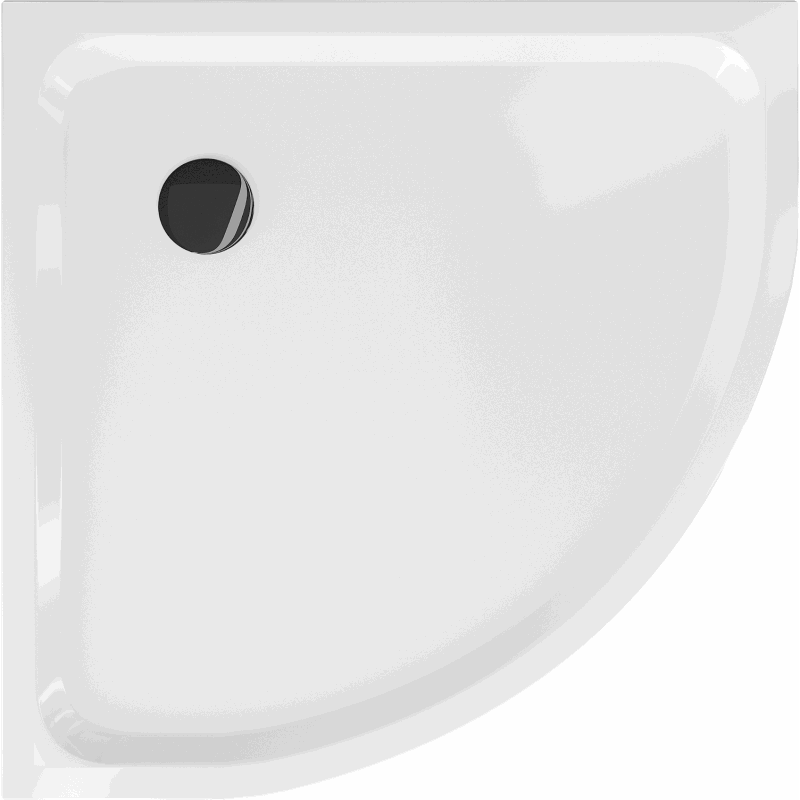 Mexen Flat semi-circular slim shower tray 80 x 80 cm, white, black siphon - 41108080B