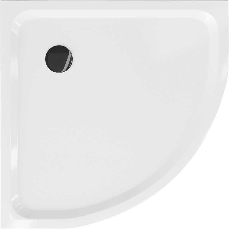 Mexen Flat semicircular shower tray slim 80 x 80 cm, white, black siphon - 41108080B