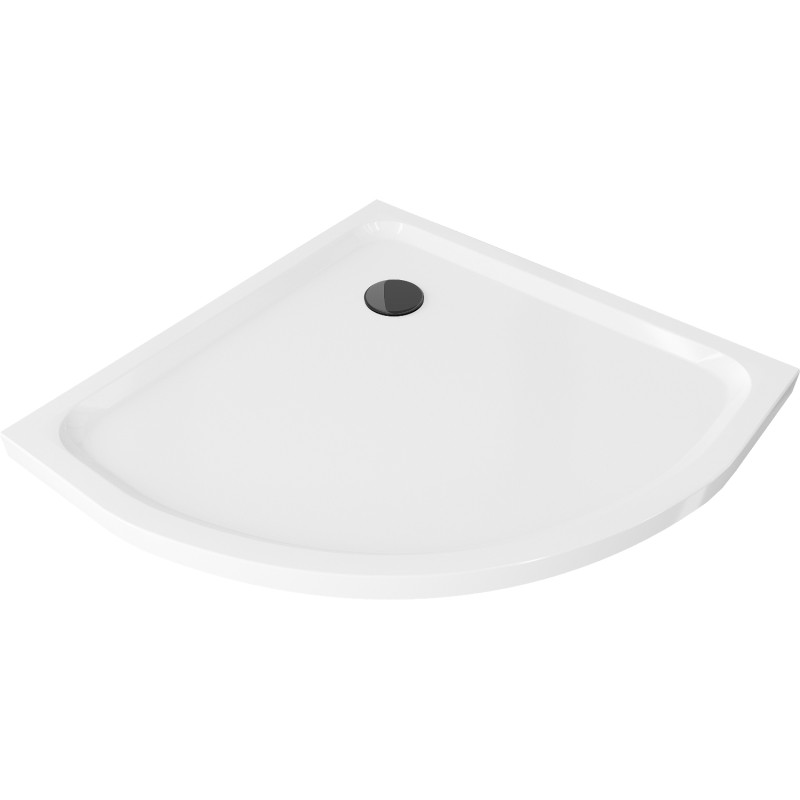 Mexen Flat poolringikujuline slim dušinurk 70 x 70 cm, valge, must sifoon - 41107070B