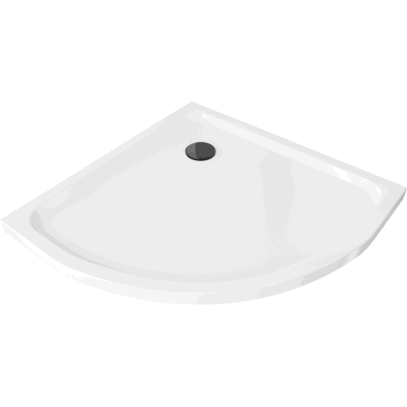 Mexen Flat halvrund duschkar slim 70 x 70 cm, vit, svart sifon - 41107070B