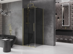 Mexen Velar sliding shower cabin 100 x 100 cm, graphite, brushed gold - 871-100-100-41-55