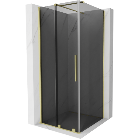 Mexen Velar Sliding Shower Enclosure 90 x 90 cm, Graphite, Brushed Gold - 871-090-090-41-55